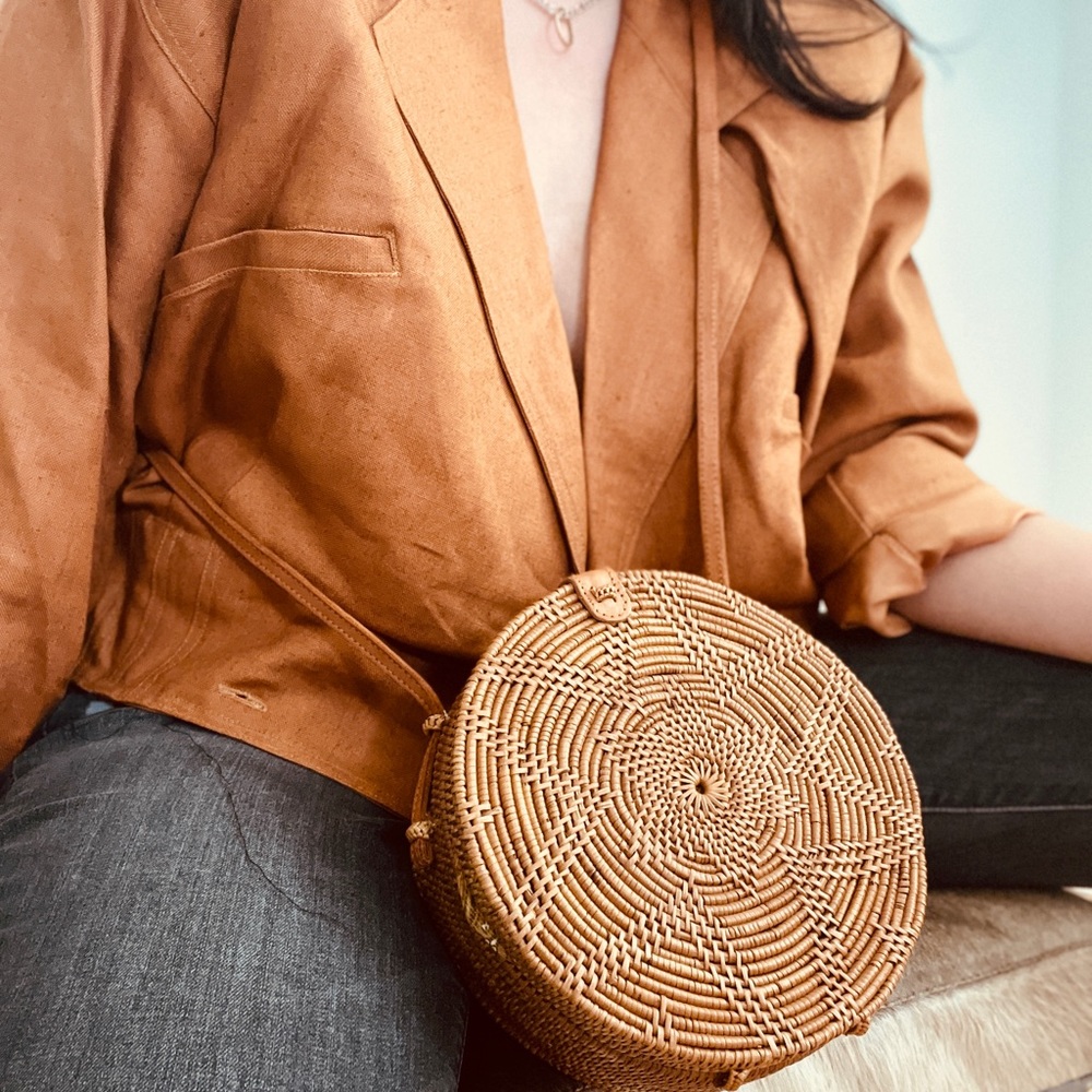 Linen Double Breasted Cropped Structure Jacket - Picture 11 of 16